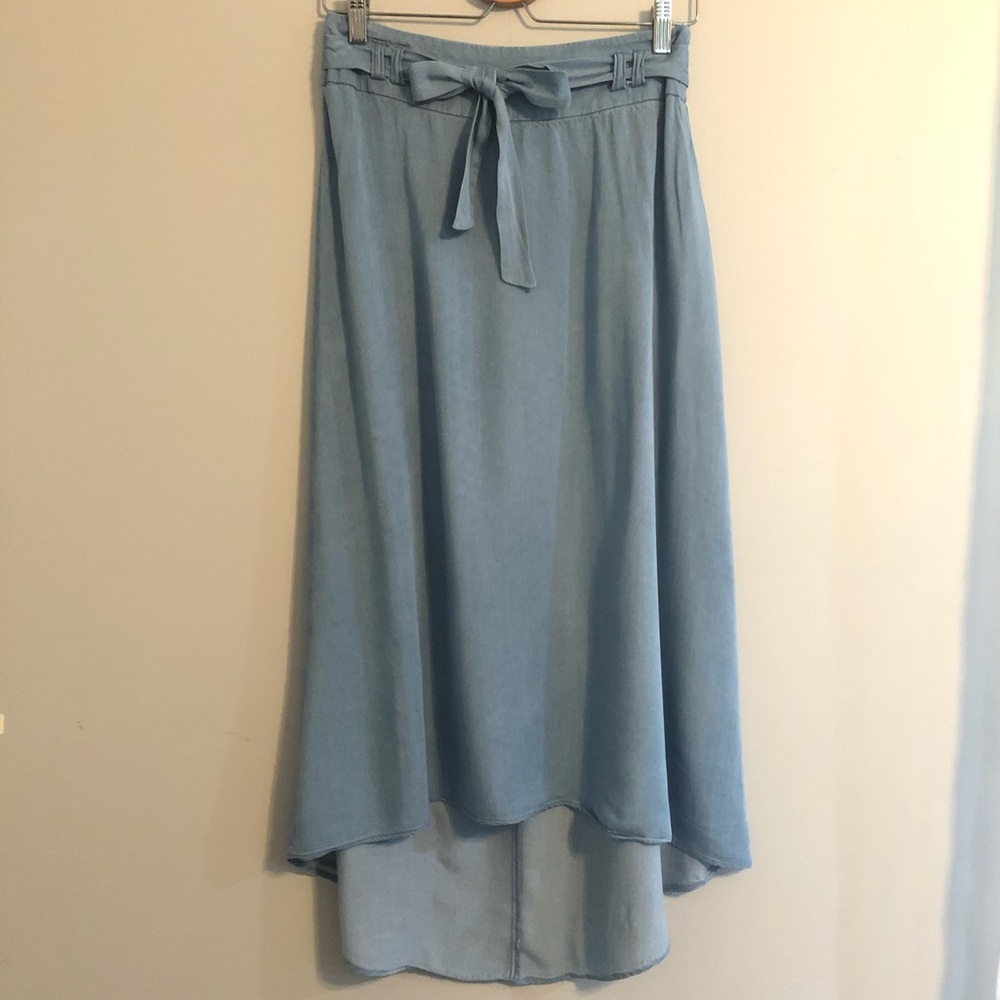 Light blue asymmetrical skirt